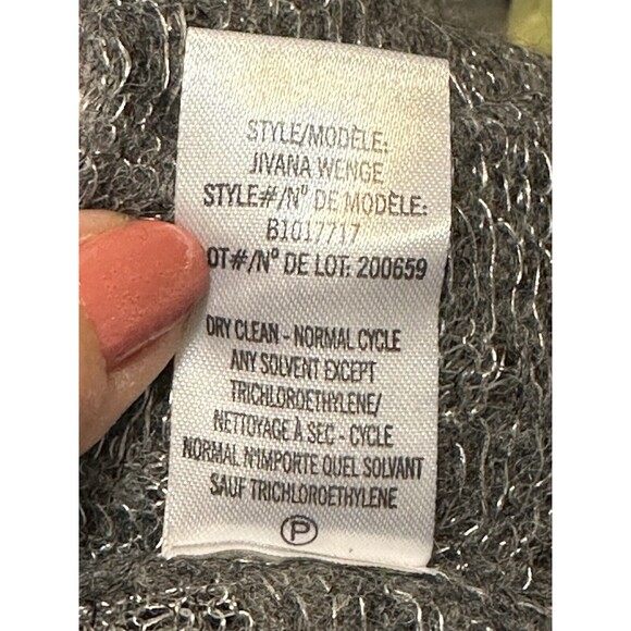 Theory Jivana Wenge Size M Sheer Baby Alpaca Wool Gray Sweater Luxury Staple - Picture 13 of 13